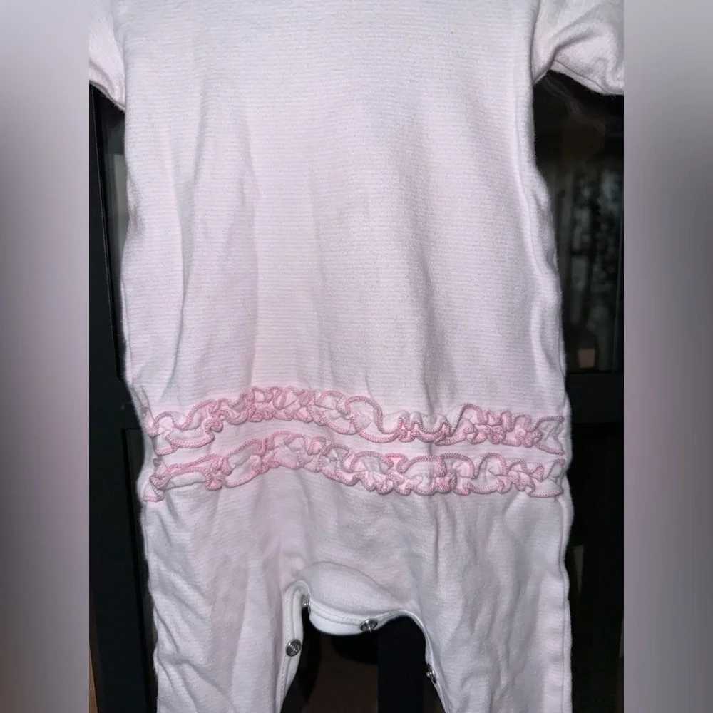 Magnolia Baby girl footies onesie kitty cat embroidered sleeper ruffles snaps